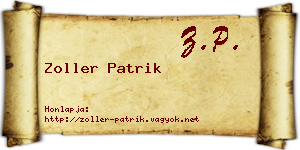 Zoller Patrik névjegykártya